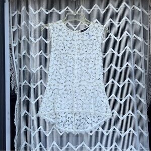 BCBGMAXAZRIA lace peplum zip back top